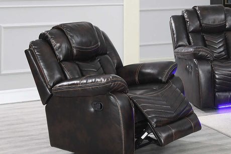 Lucky Charm brown leather gel recliner chair side angle
