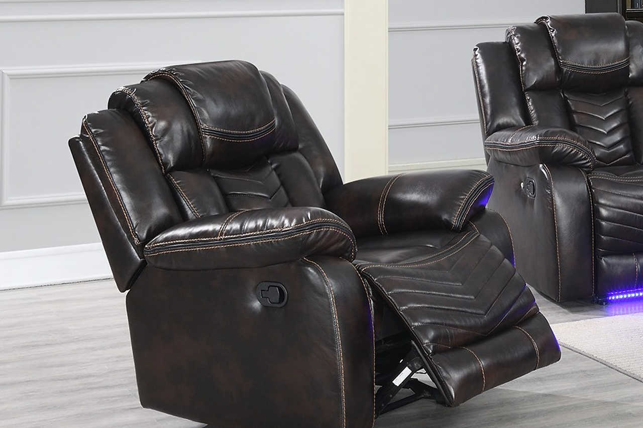 Lucky Charm brown power reclining sofa set angled view showing sofa