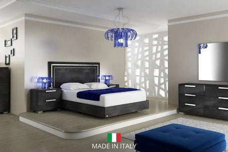 Main view of Sarah Grey LED Panel bedroom set bed