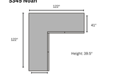Front view of Noah black corduroy sectional sofa