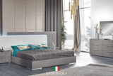 Fabiana Grey Modern Chest angled view showing marble top and high gloss lacquer
