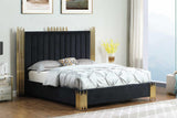 Close-up of black velvet upholstery on Token Platform Bed