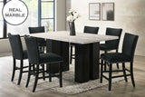 Valentino dining table with black marble top viewed from front angle