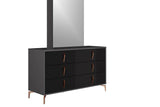 Osiris Black/Gray Modern Contemporary High Gloss Lacquer Solid Wood LED Bedroom Set - Ella Furniture