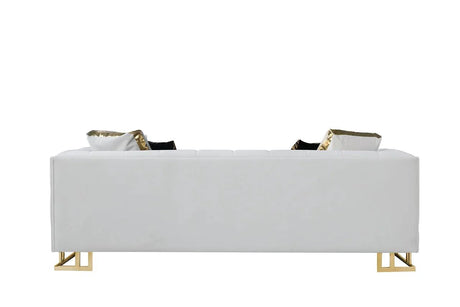 Detail close-up of loveseat gold detailing