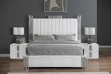Side view of Token White Upholstered Panel Bedroom Set bed
