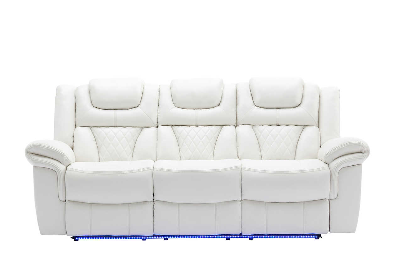 Party Time White Reclining Sofa Loveseat Recliner