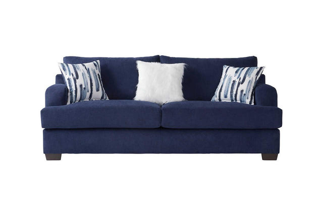 Cameo Navy Blue Velvet Upholstered Sofa front view