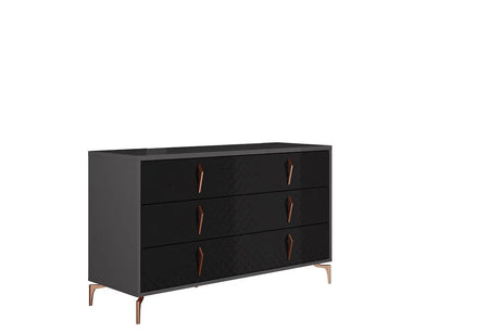 side view of Osiris Black Gray LED Panel Bedroom Set with LED lit headboard
