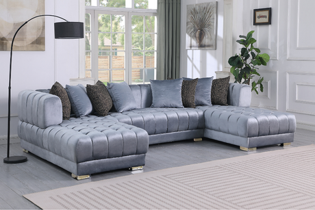 Dasha Grey velvet sectional sofa main view