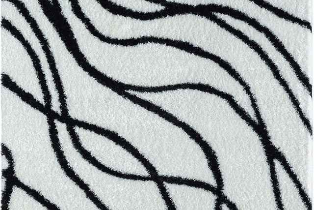 Comfy Shag Ivory Area Rug 5x7 top view