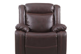 Close-up of Daniela brown air leather swivel rocker recliner armrest