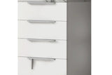 Front view of Sunset White Gray contemporary 5-drawer chest with marble top