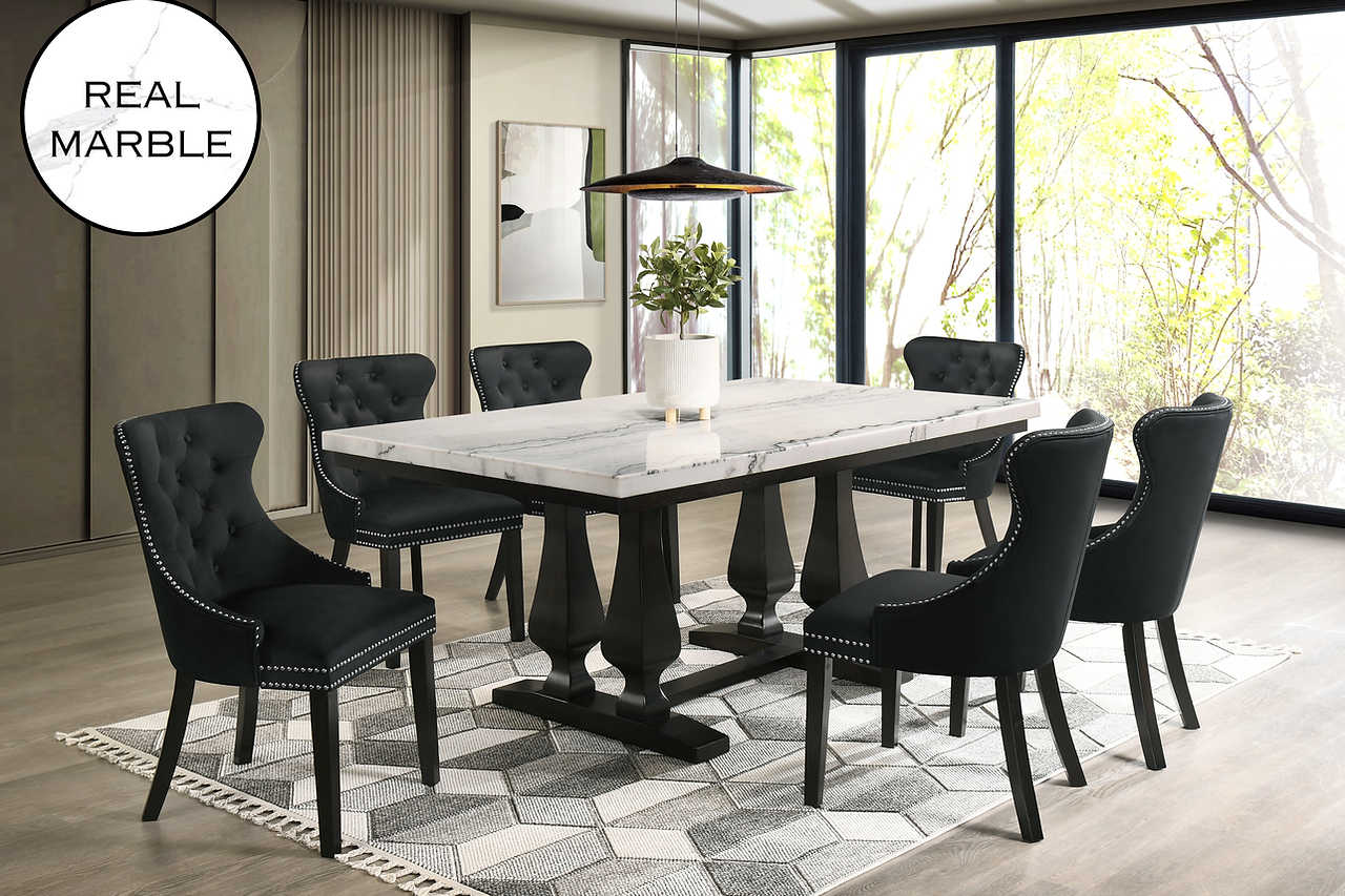 room view of Paro Black Rectangular Dining Set dining room furniture