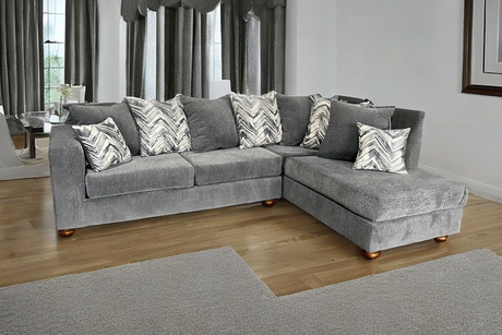 Main view of Zander Gray Fabric Sectional sofa