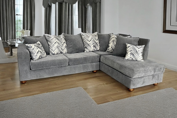 Main view of Zander Gray Fabric Sectional sofa
