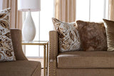 Alternate front view of Simone Flax Brown Fabric Sofa and Loveseat set