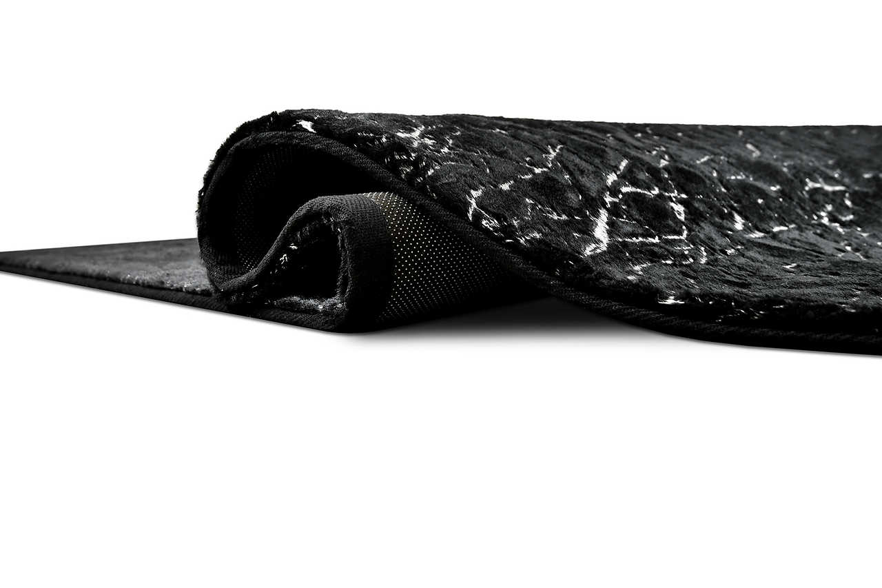 Close-up of Rabbit Black and Silver rug texture and color