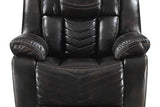 Lucky Charm brown leather gel recliner chair reclining position