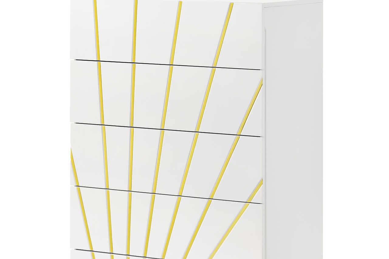 Safa White/Gold Modern Contemporary High Gloss Lacquer Solid Wood 2-Drawers Nightstand - Ella Furniture