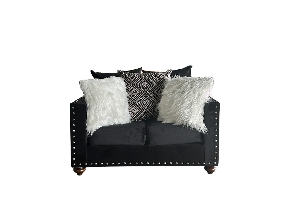 Front angle of Zander sofa and loveseat set