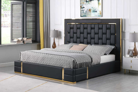 Side view of Marbella storage platform queen bed