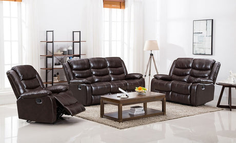 Miami brown reclining sofa front angle