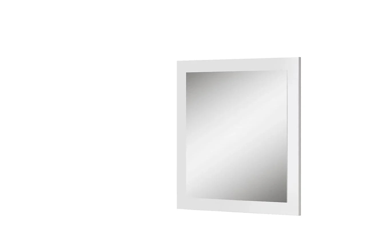 Side perspective of the Cruz White Gray LED Bedroom Set bed
