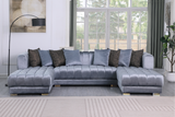 Side view of Dasha Grey velvet sectional sofa