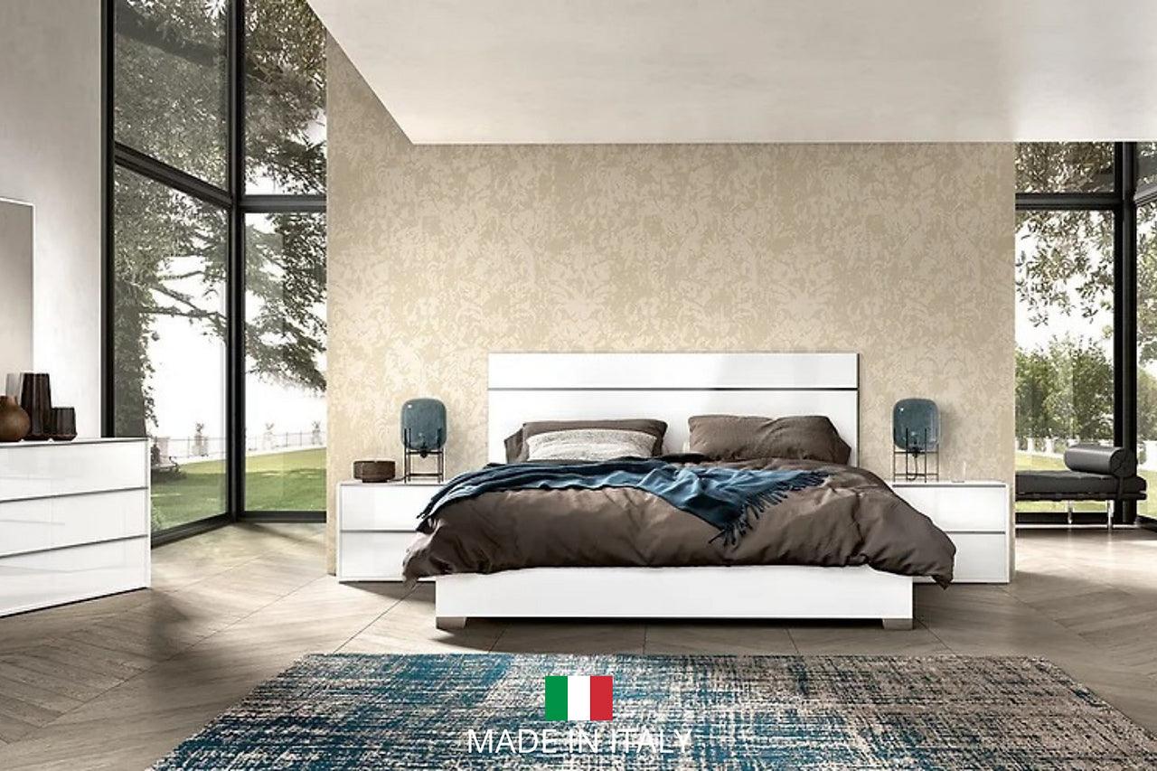 Side angle of Luna White Extra Nightstand showing soft-close drawers