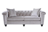 Lush Silver loveseat angled view showing overall design