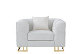 Designer Off-white velvet chair with plush cushions