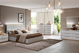 Kharma White Modern Contemporary High Gloss Lacquer Solid Wood 2-Drawers Nightstand - Ella Furniture