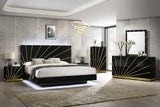 Zenia Black Gold LED Panel Bedroom Set main view of bed