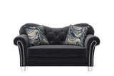 Bing Black Velvet Tufted Loveseat angled view
