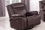 Daniela brown air leather swivel rocker recliner angled side view