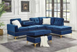 Joy Blue Velvet Tufted Sectional Sofa with Storage Ottoman main view