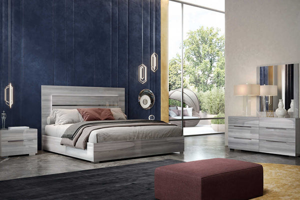 Premium Grey Italian King Size Bed with LED Headboard