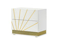 Safa White/Gold Modern Contemporary High Gloss Lacquer Solid Wood 2-Drawers Nightstand - Ella Furniture