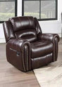 Houston Brown Faux Leather Recliner Chair angled view