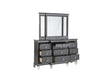 Front view of Madrid dresser with felt-lined drawers and crystal trim