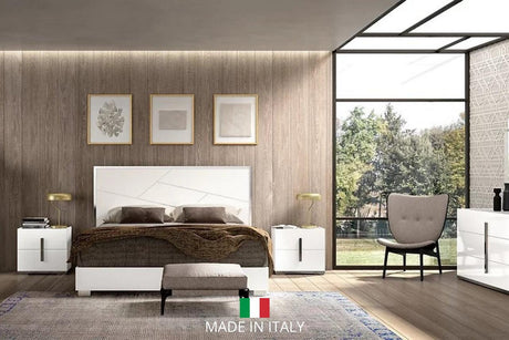 Dafne White LED Panel Queen Bed front view