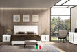 Dafne white Italian queen bedroom set front view with LED lighting