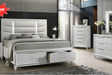 Paola White LED Upholstered Storage Platform Bedroom Set bed main view