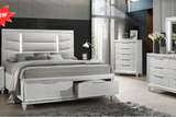 Paola White LED Upholstered Storage Platform Bedroom Set bed main view