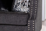 Side view of Simone Ash Grey Fabric Upholstered Living Room Set