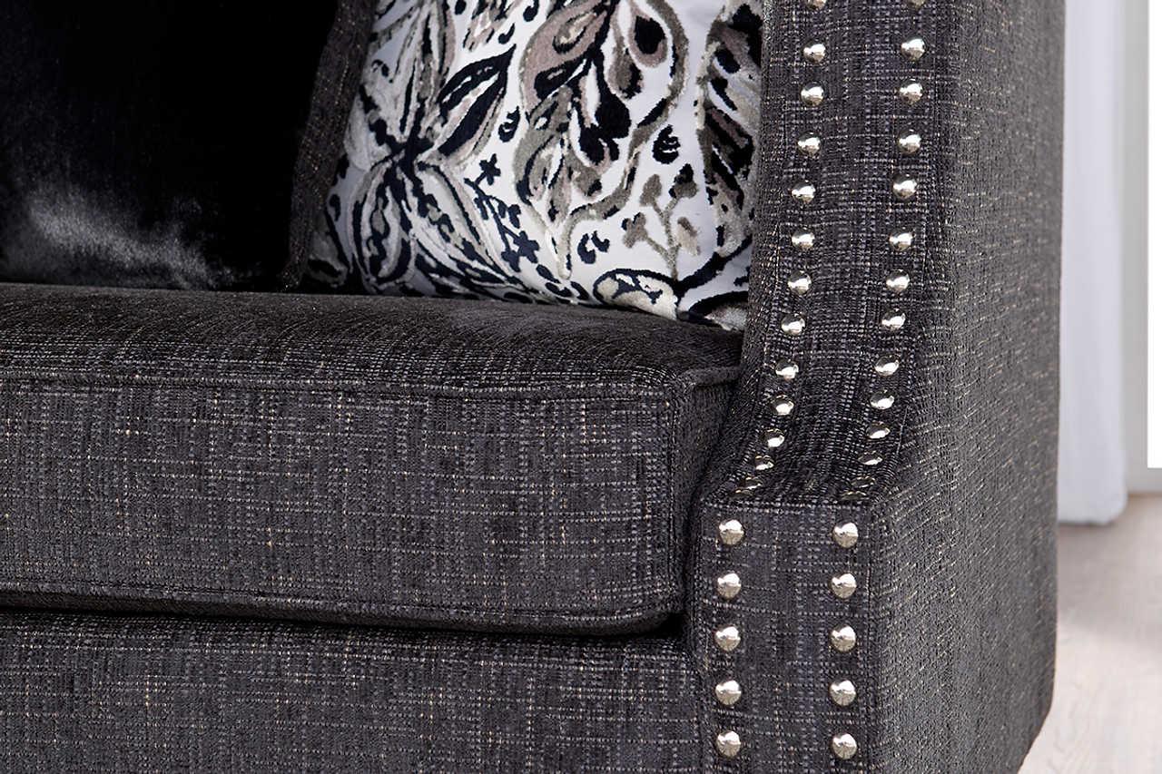 Side view of Simone Ash Grey Fabric Upholstered Living Room Set