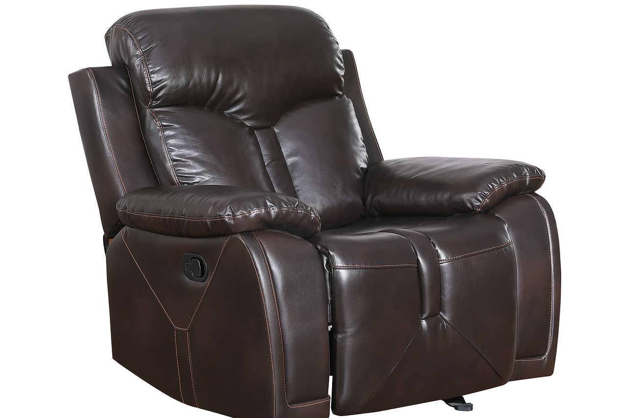 Monica Black Brown Modern Leather Recliner side view