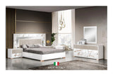 Main view of queen size Cruz White Gray LED Bedroom Set bed with velvet headboard