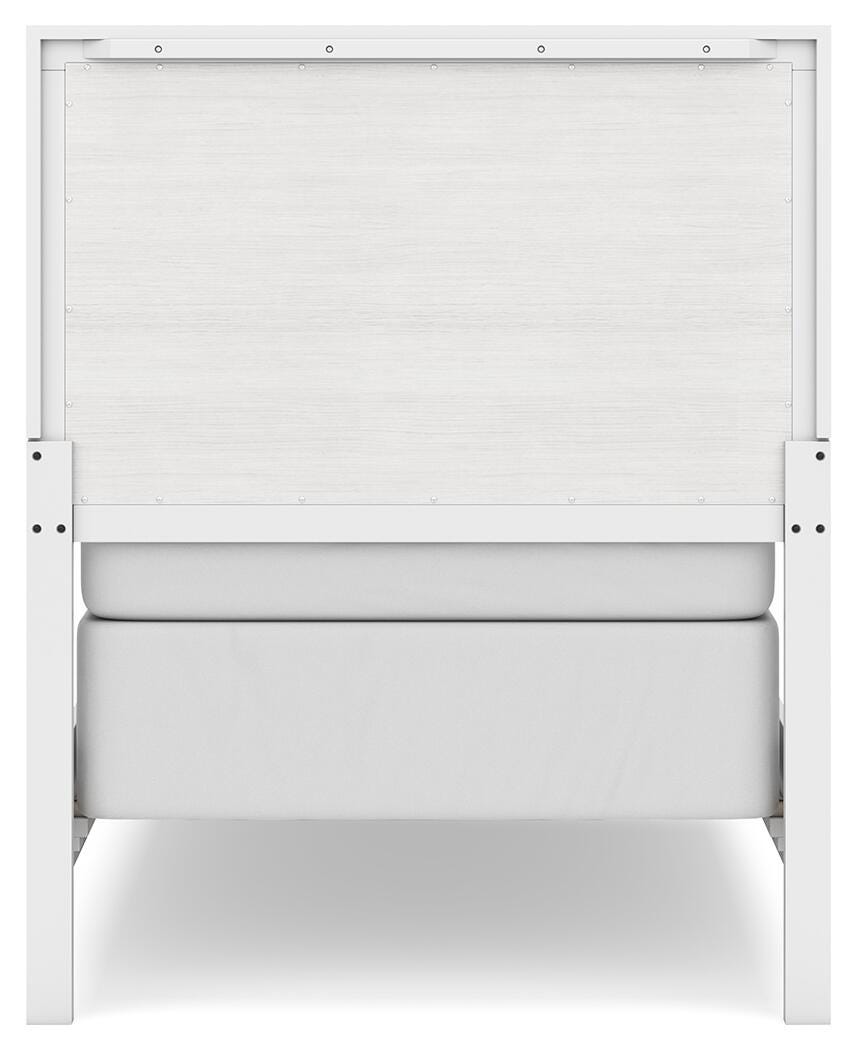 Binterglen White Twin Panel Bed — back view